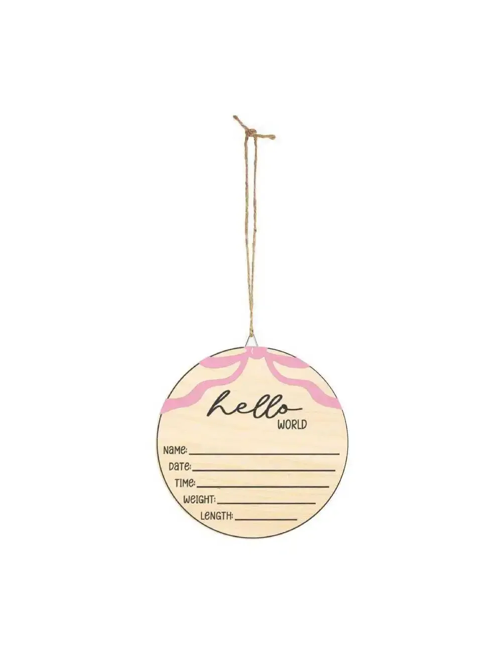 Hello World newborn milestone wood sign | baby name date time weight length